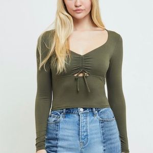 Pacsun Cinched Olive Green Longsleeve